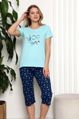 Piżama damska krótki rękaw, 3/4 spodnie LAP-Y13314 La Penna niebieski XL